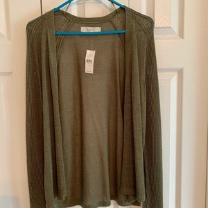 NWT LOFT OLIVE GREEN OPEN SWEATER